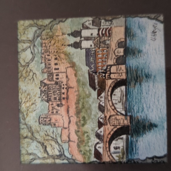Mini Framed Watercolor Art Heidelberg Signed - Picture 4 of 5